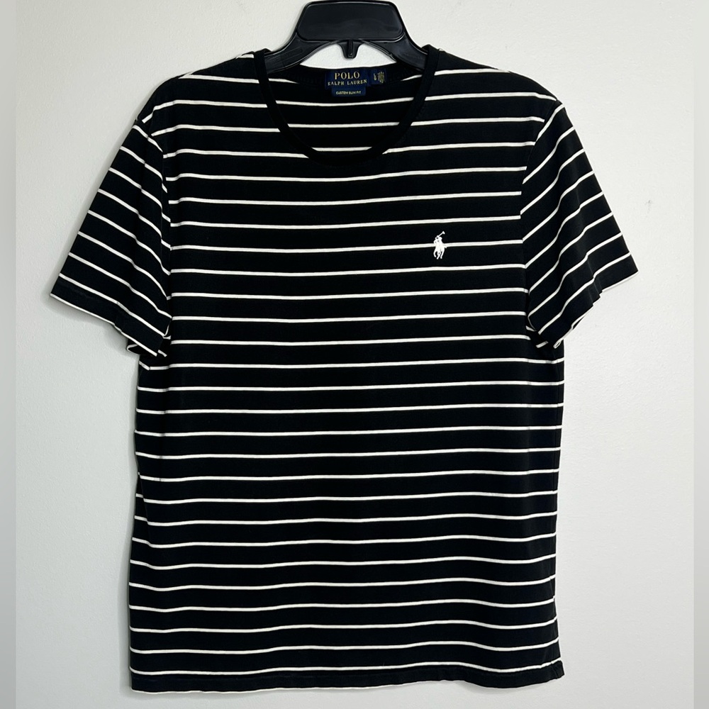 Ralph Lauren Black and White Striped Tee Boys size L